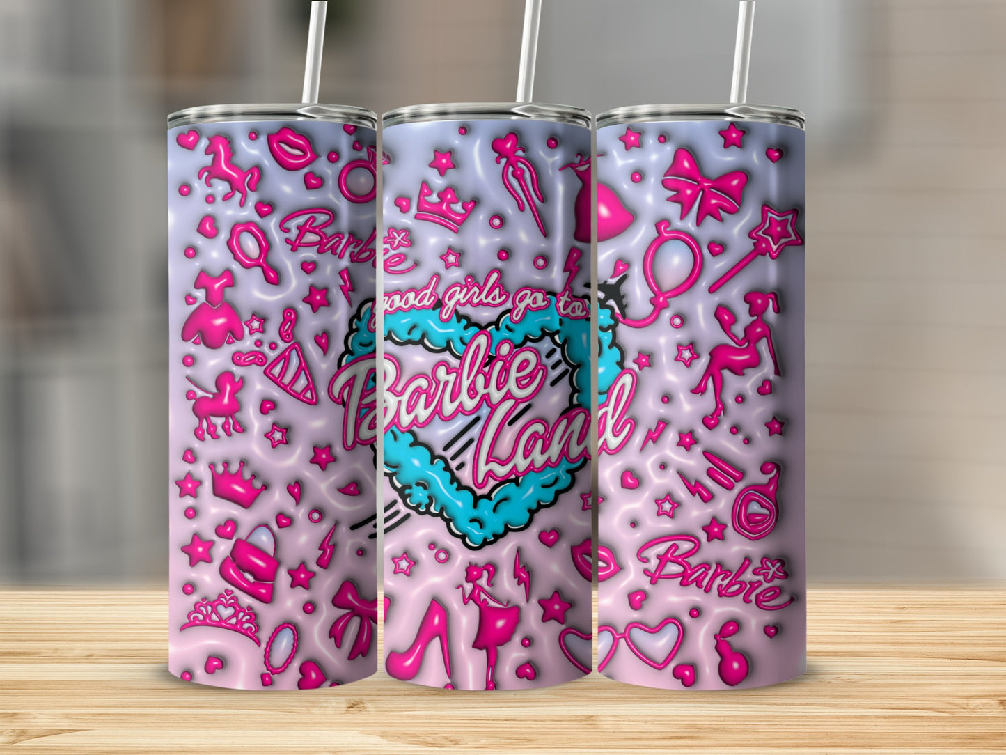 Good Girls Go to Barbie Land Background Graphics Tumblers