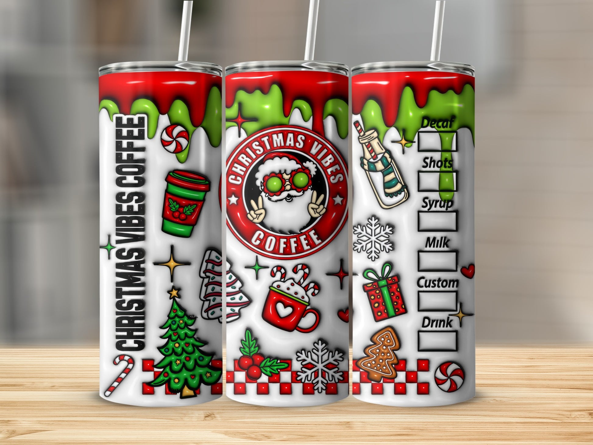 Christmas Vibes Coffee Tall Tumbler Festive Design