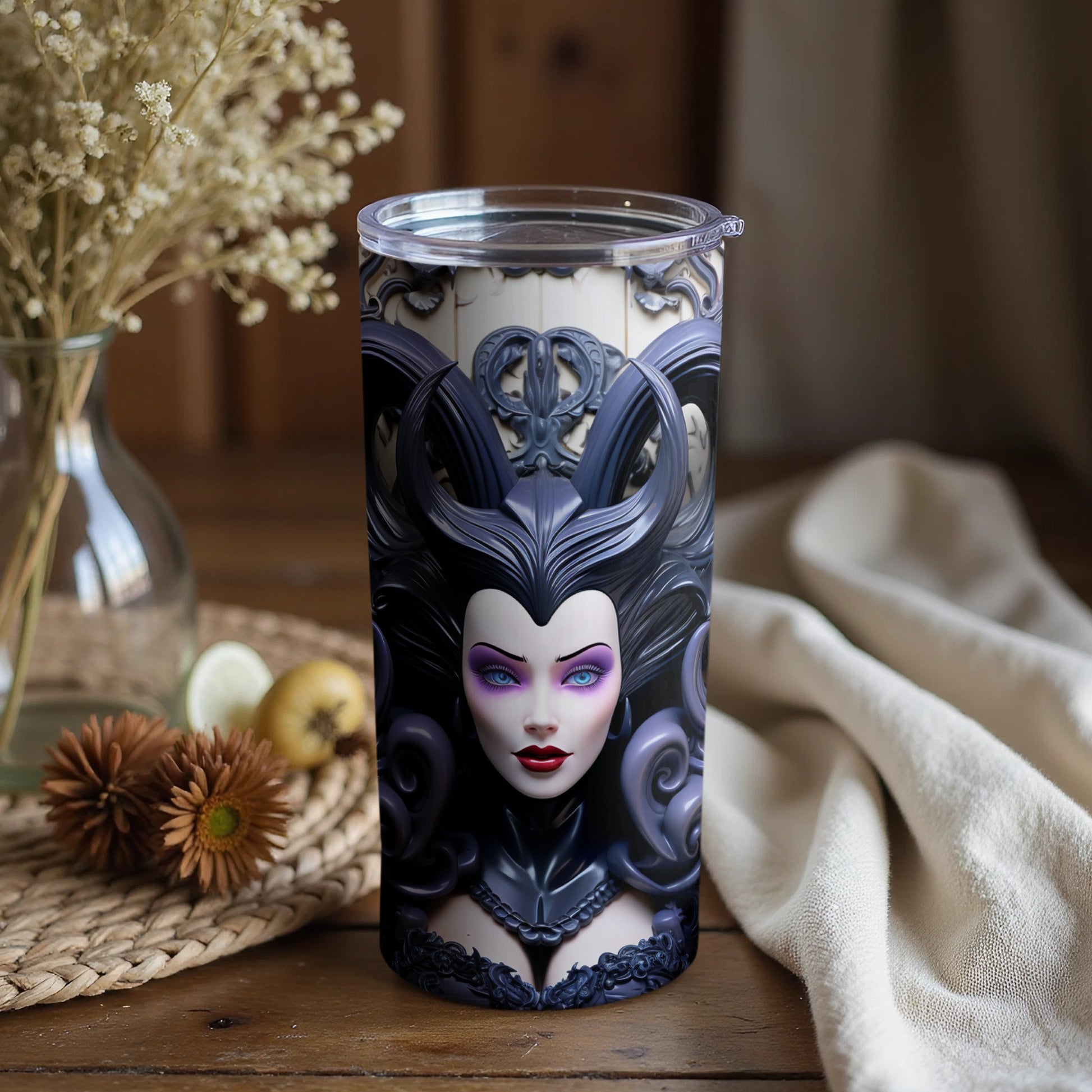 Enchanting Maleficent Tumbler with Lid for Cold Drinks