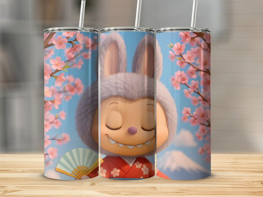 Adorable Bunny with Cherry Blossoms Tumbler Cup