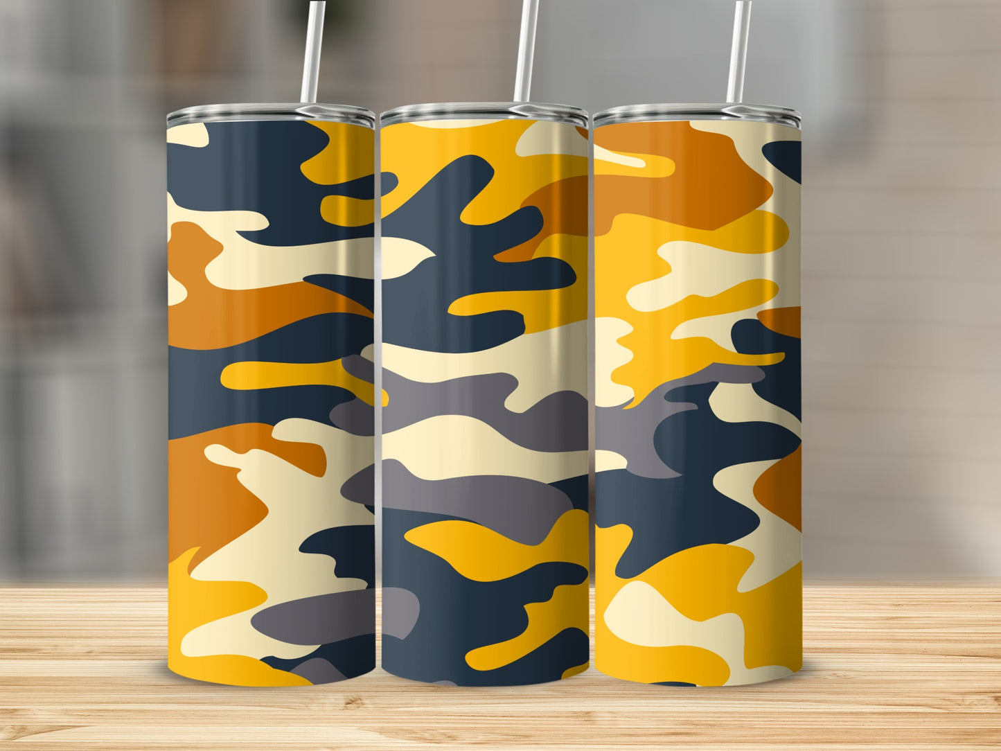 Camouflage Pattern Insulated Tumbler with No-Slip Grip