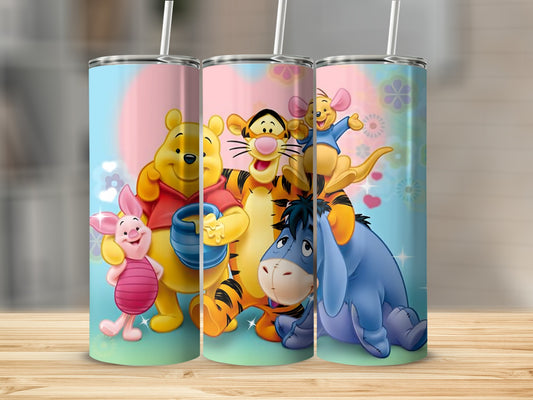 Pooh Tigger Piglet Roo Eeyore Group Picture Cute Characters Tumblers