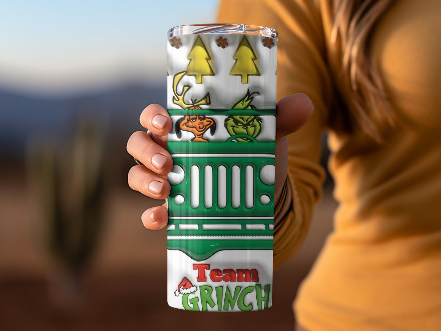 Team Grinch Christmas Jeep Design Tumbler