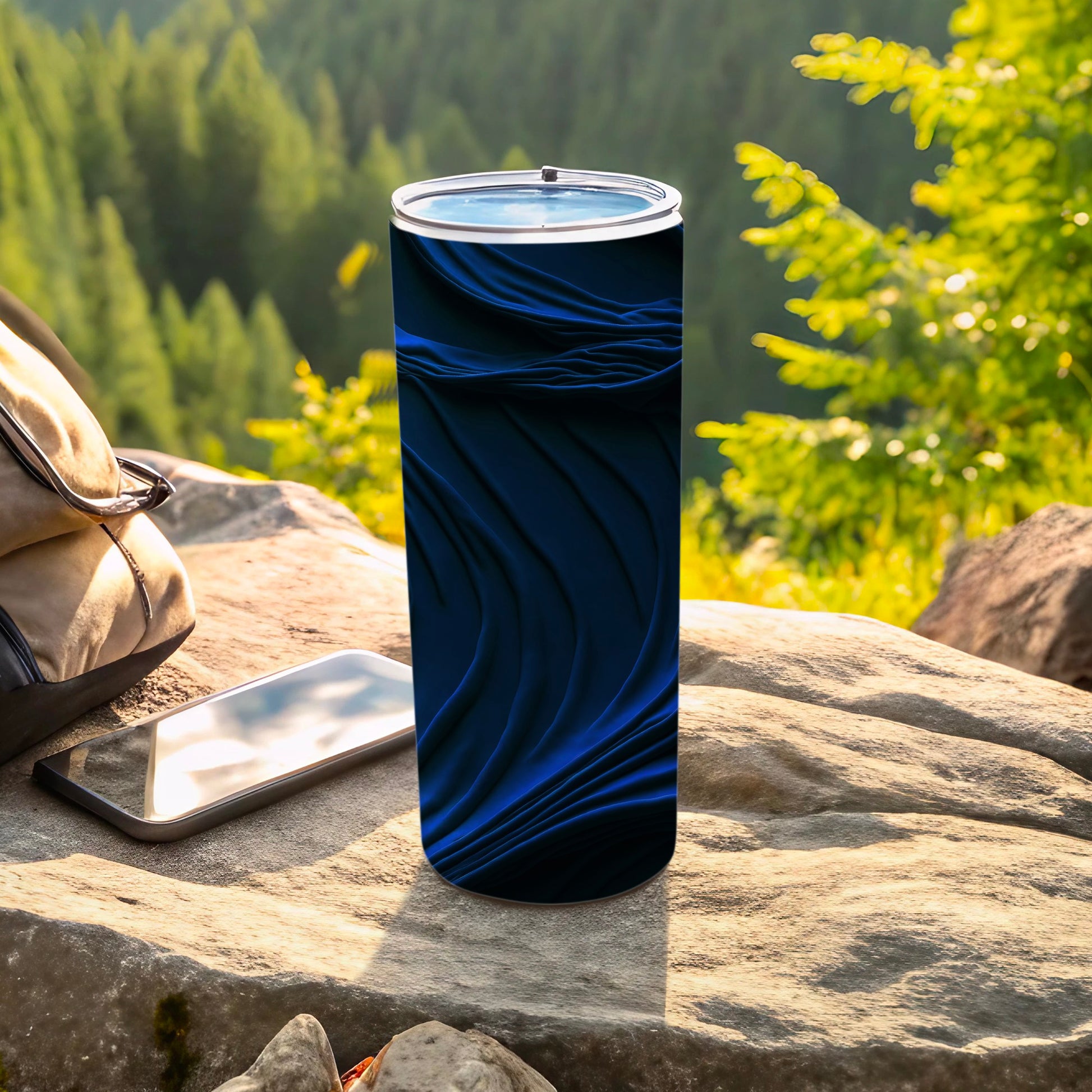 Deep Blue Abstract Wavy Tumbler product type