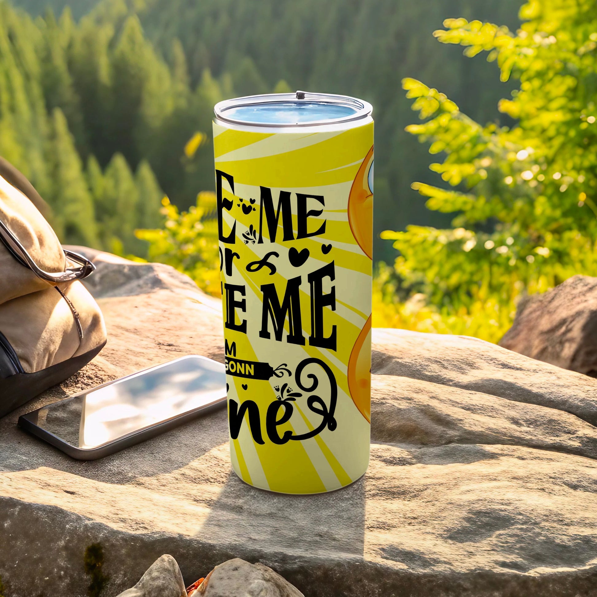 Yellow Travel Tumbler with Inspirational Quote Design
