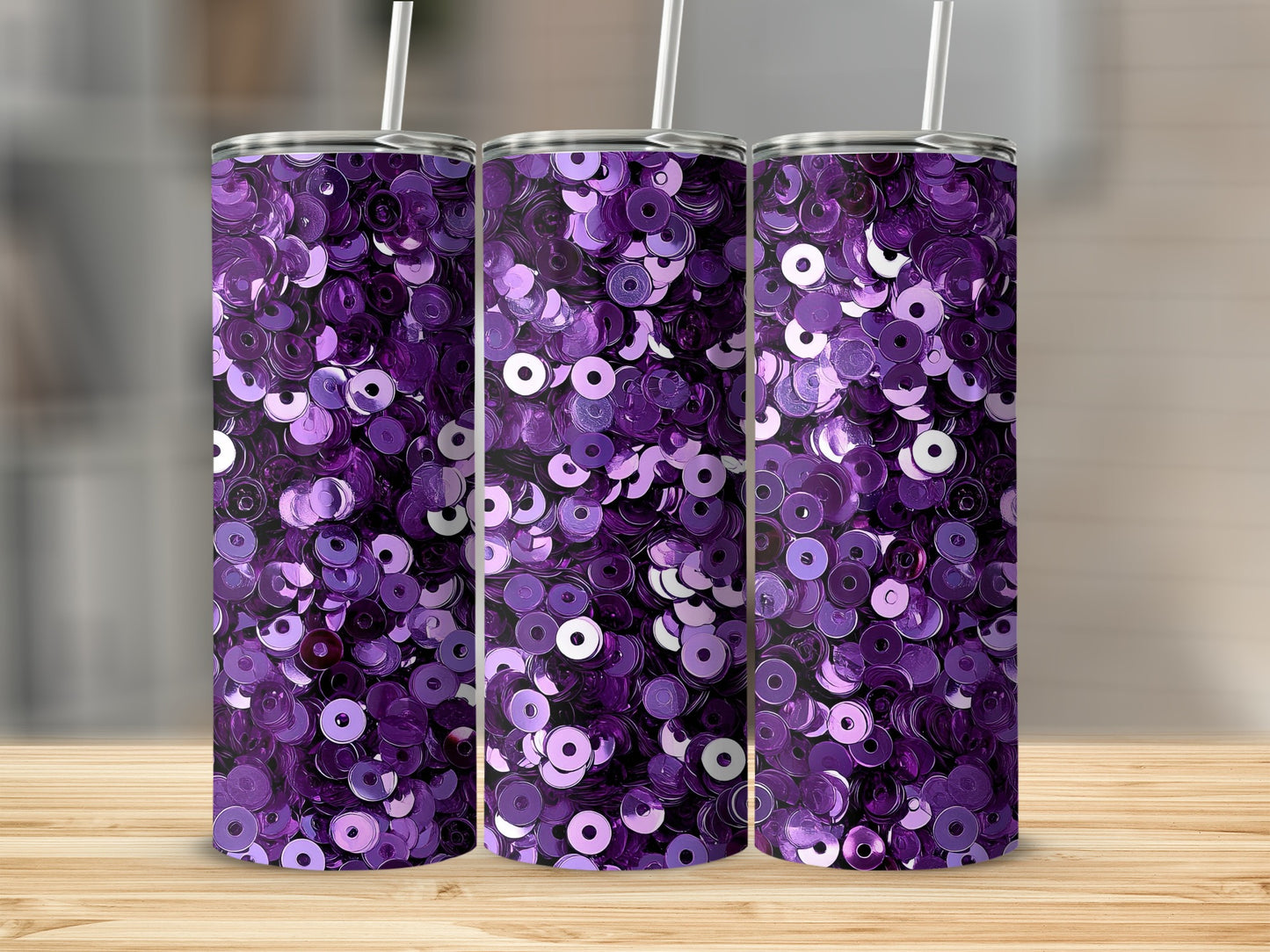 Purple Reflections On Sequins Pattern Design Tumblers