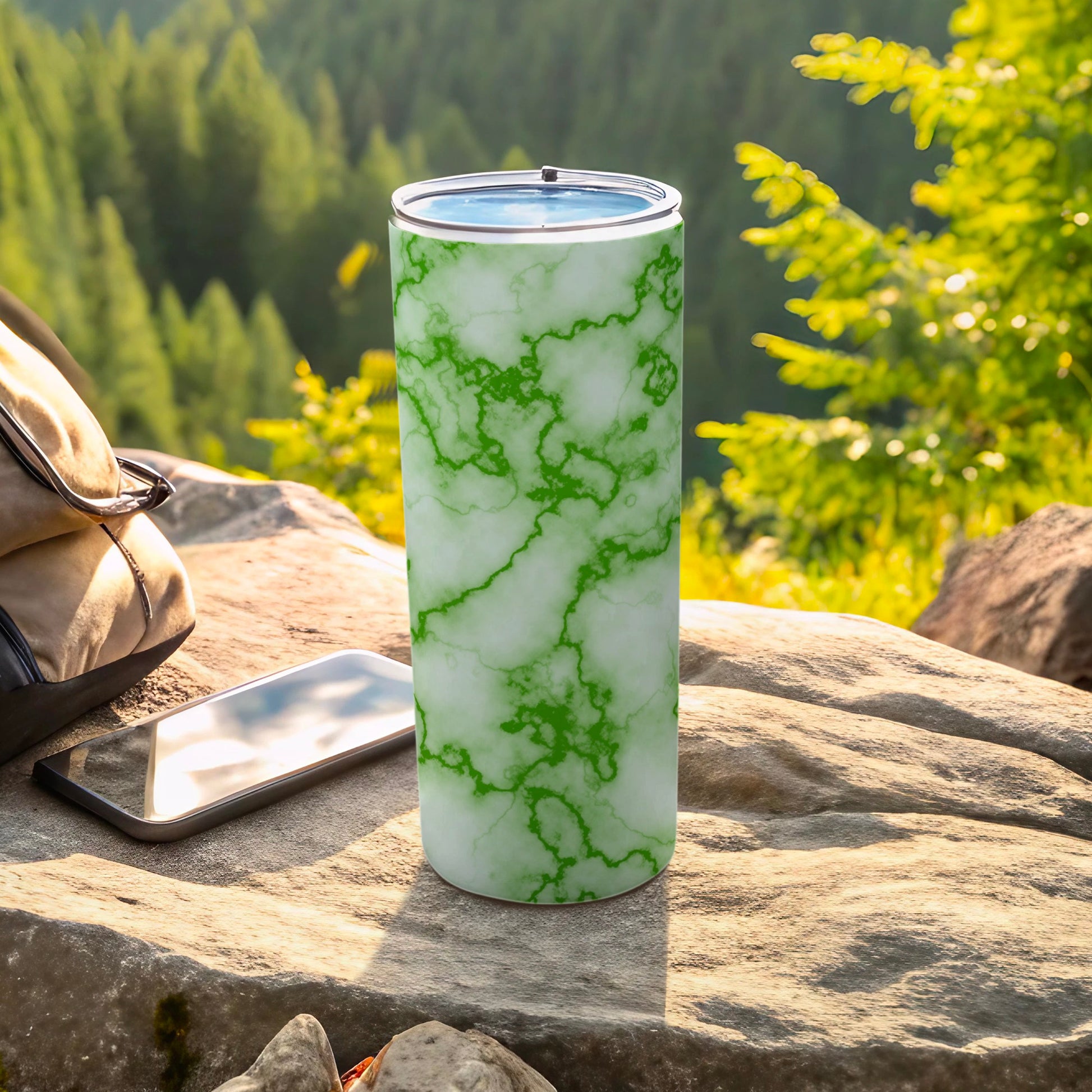 Green Marble Pattern Slim Travel Tumbler product type