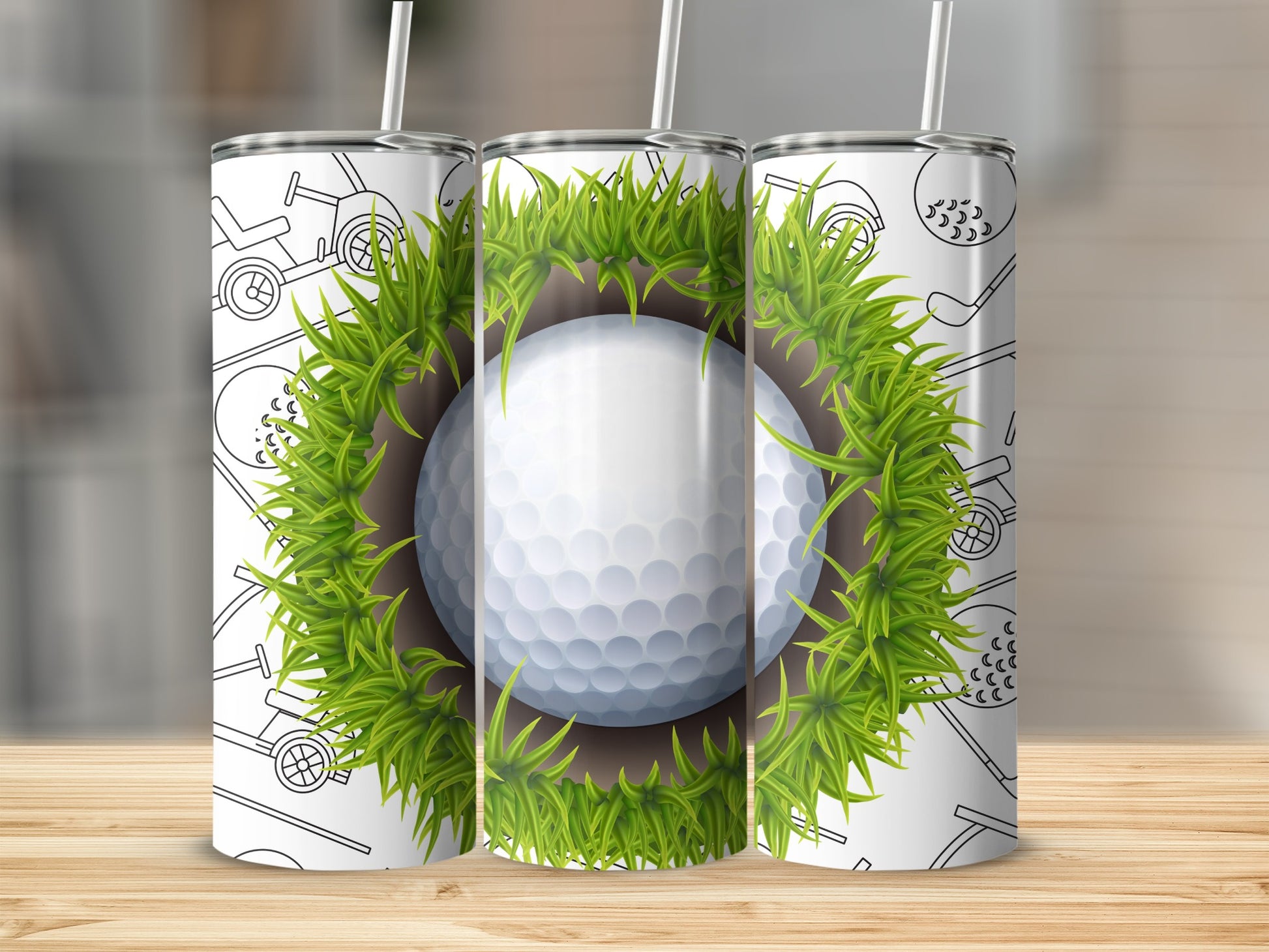 Golf Themed Tumbler with White Golf Ball Design