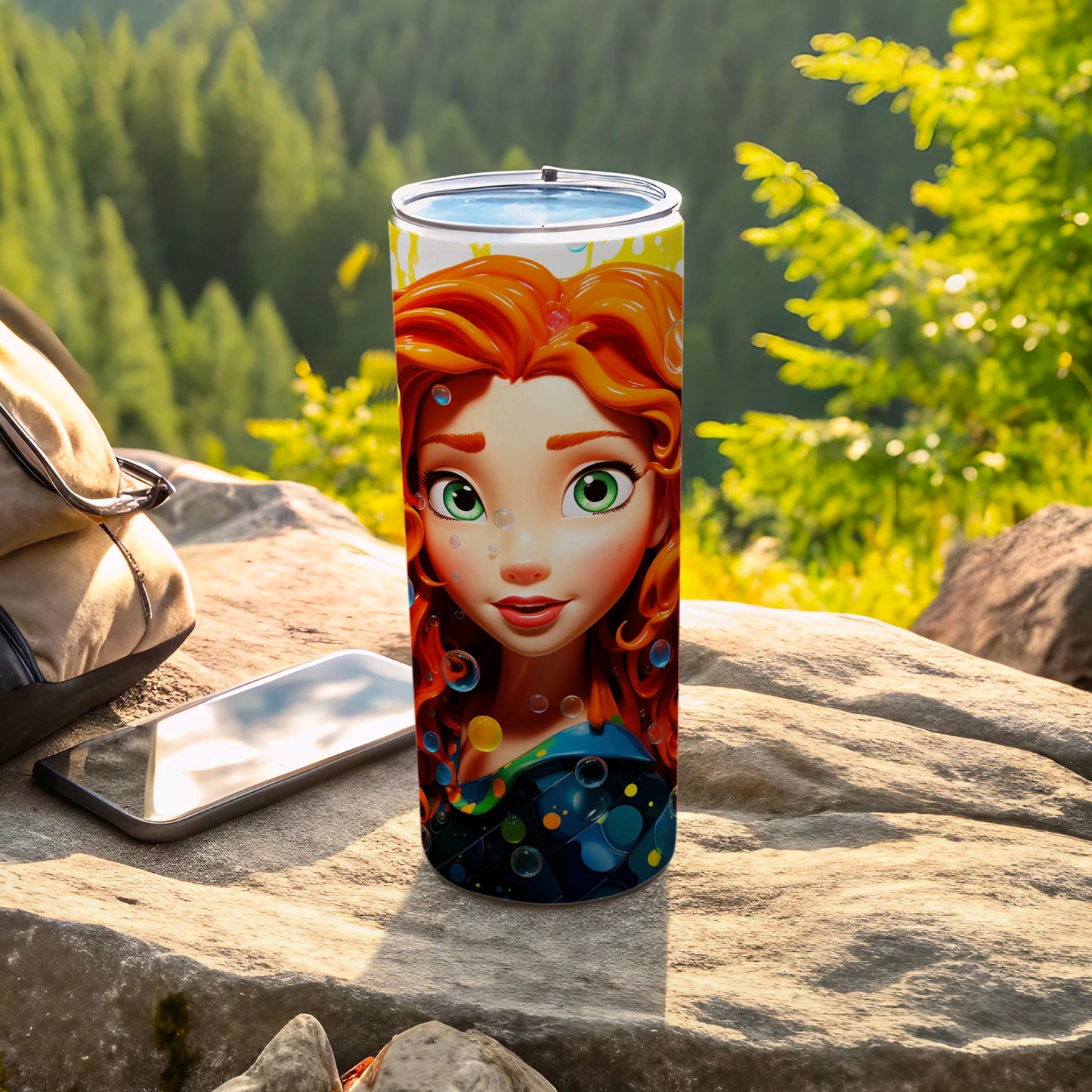 Vibrant Redhead Character Design Insulated Travel Tumbler