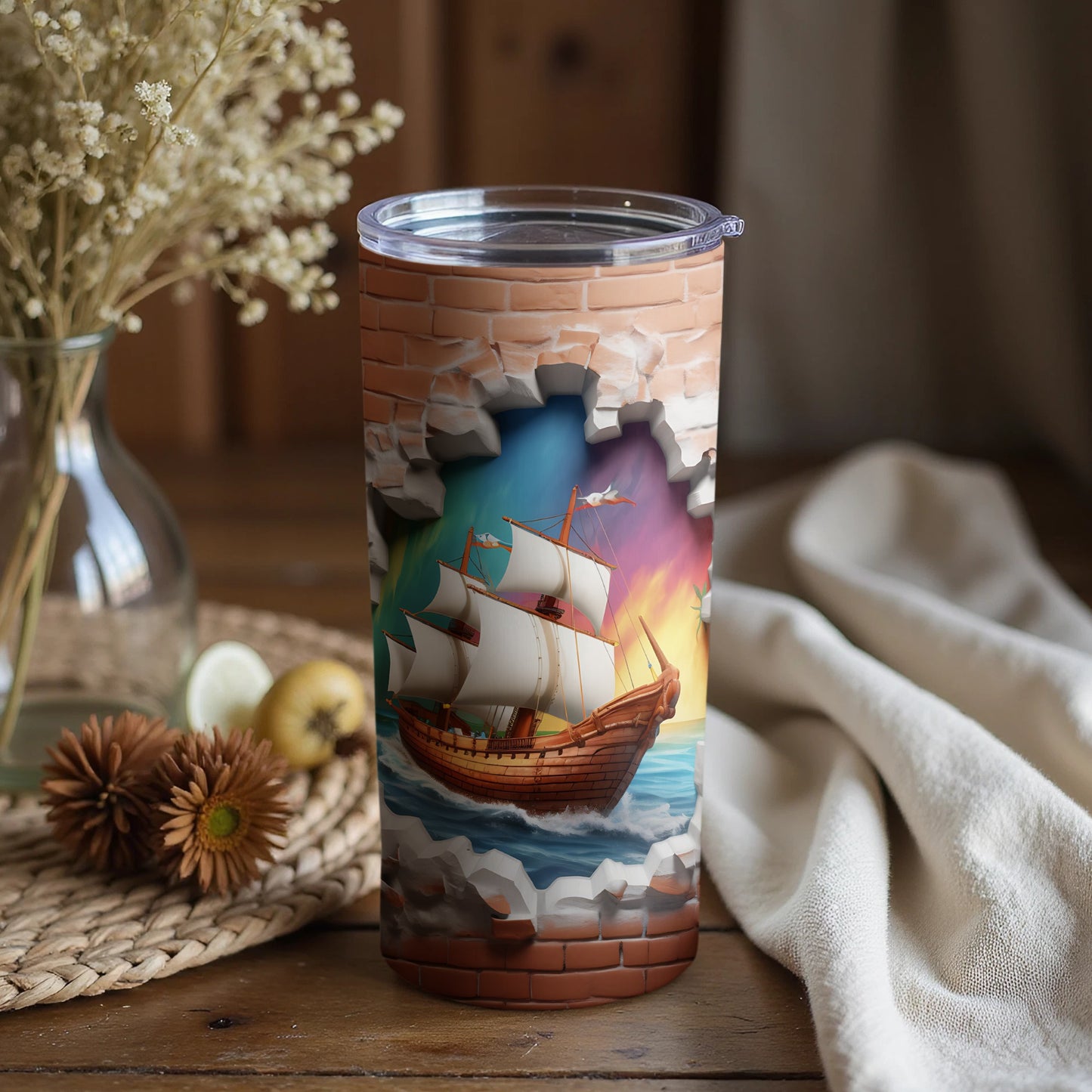 Sailing Ship Sunset Tumbler for Nautical Lovers