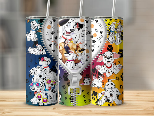 Colorful Dalmatian Dog Patterns with Zipper Tumblers