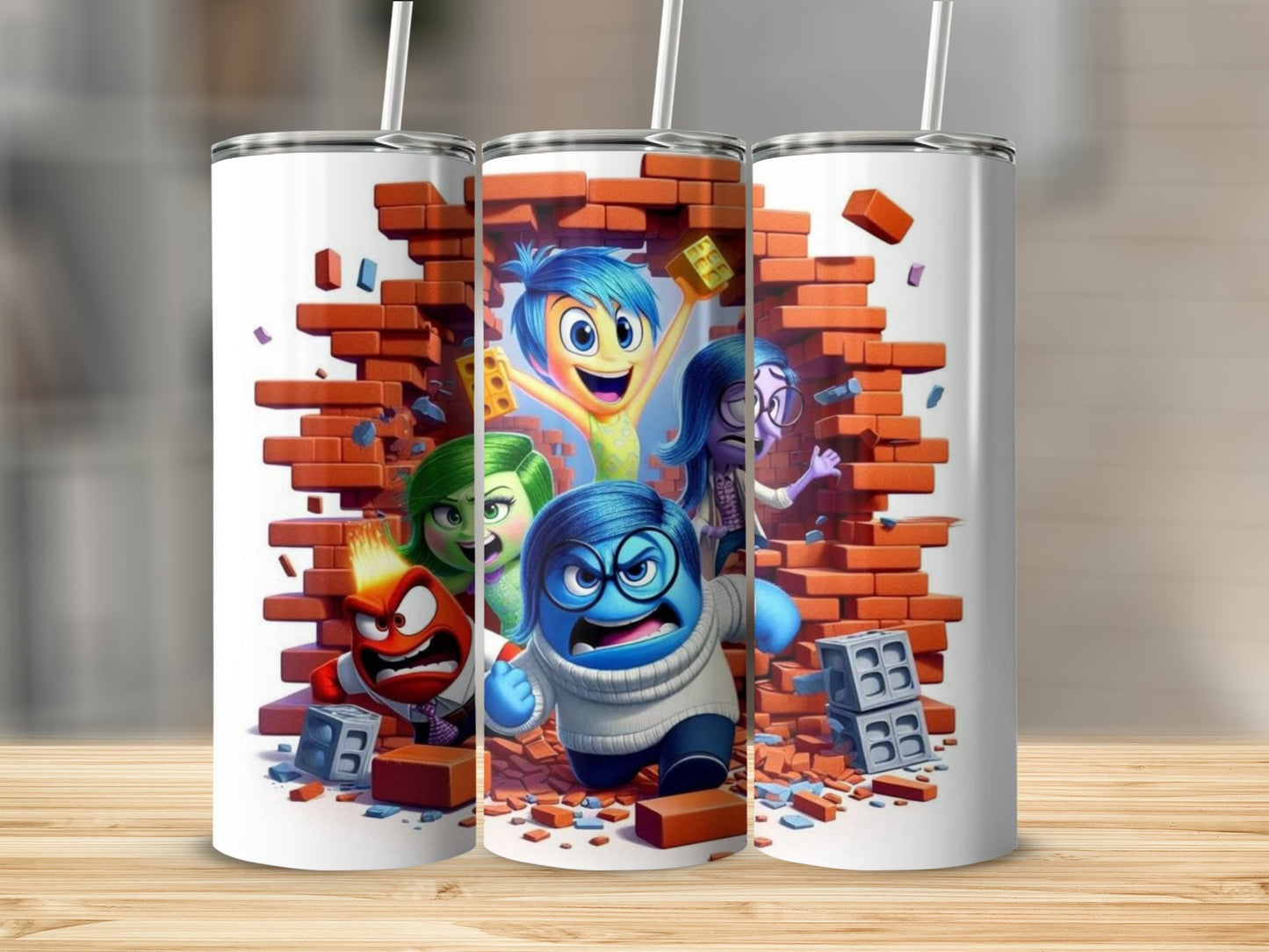 Vibrant Cartoon Characters Breaking Through Wall Tumbler