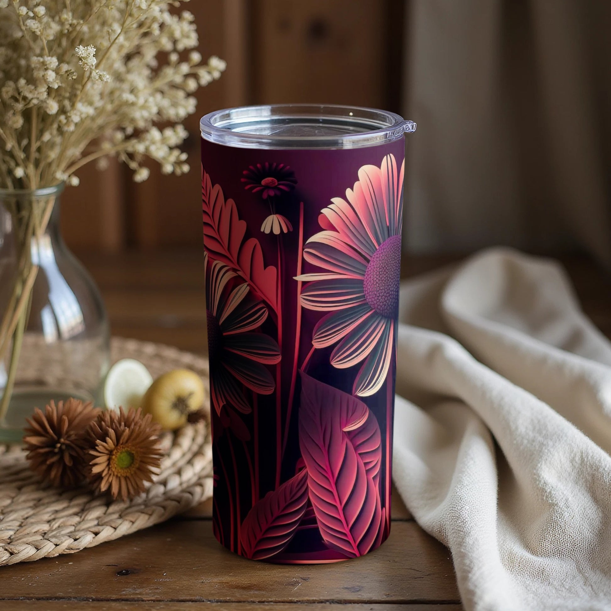 Elegant Floral Print Pattern Tumbler for Stylish Use