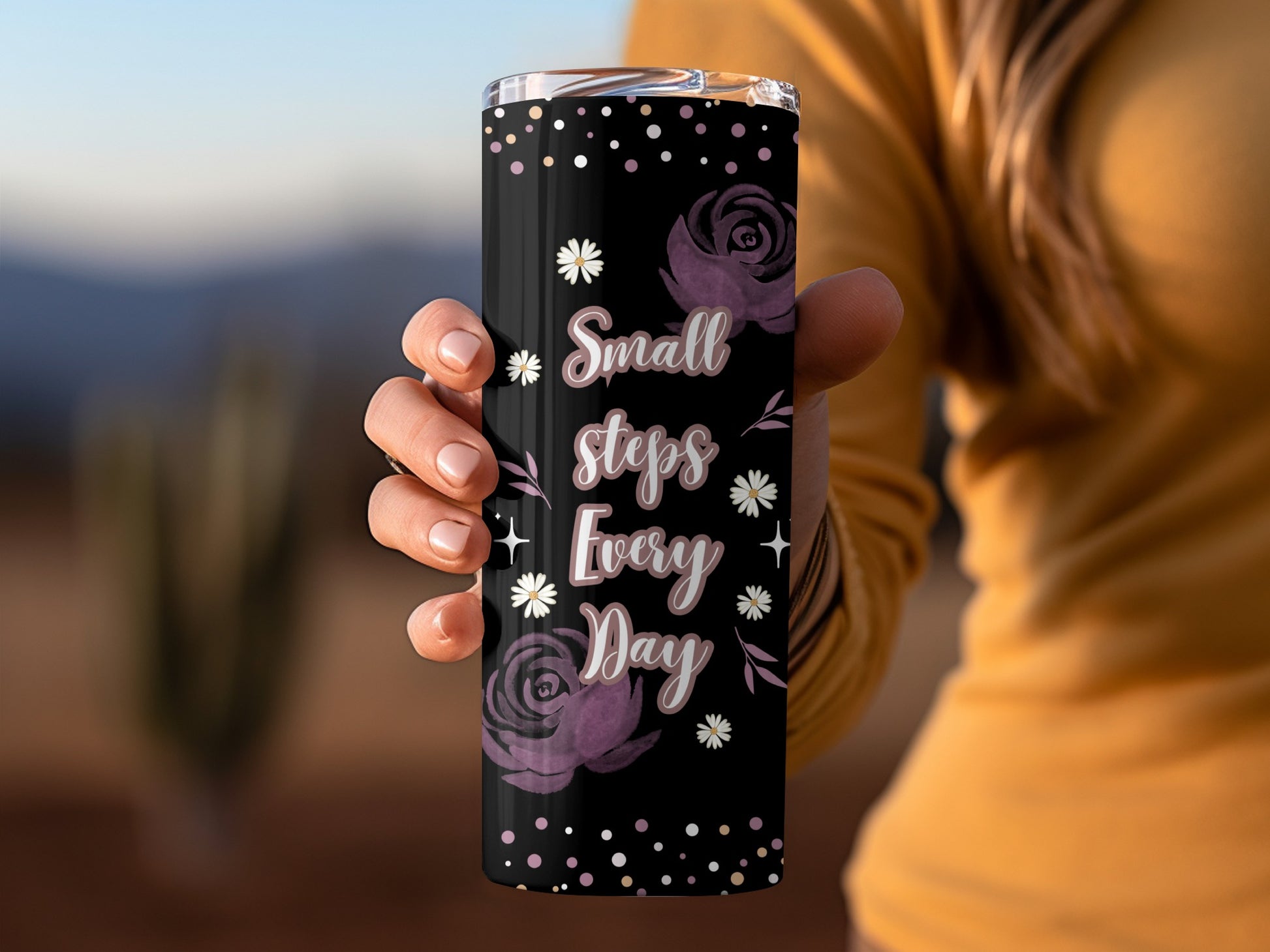 Small Steps Every Day Floral Design Tumbler