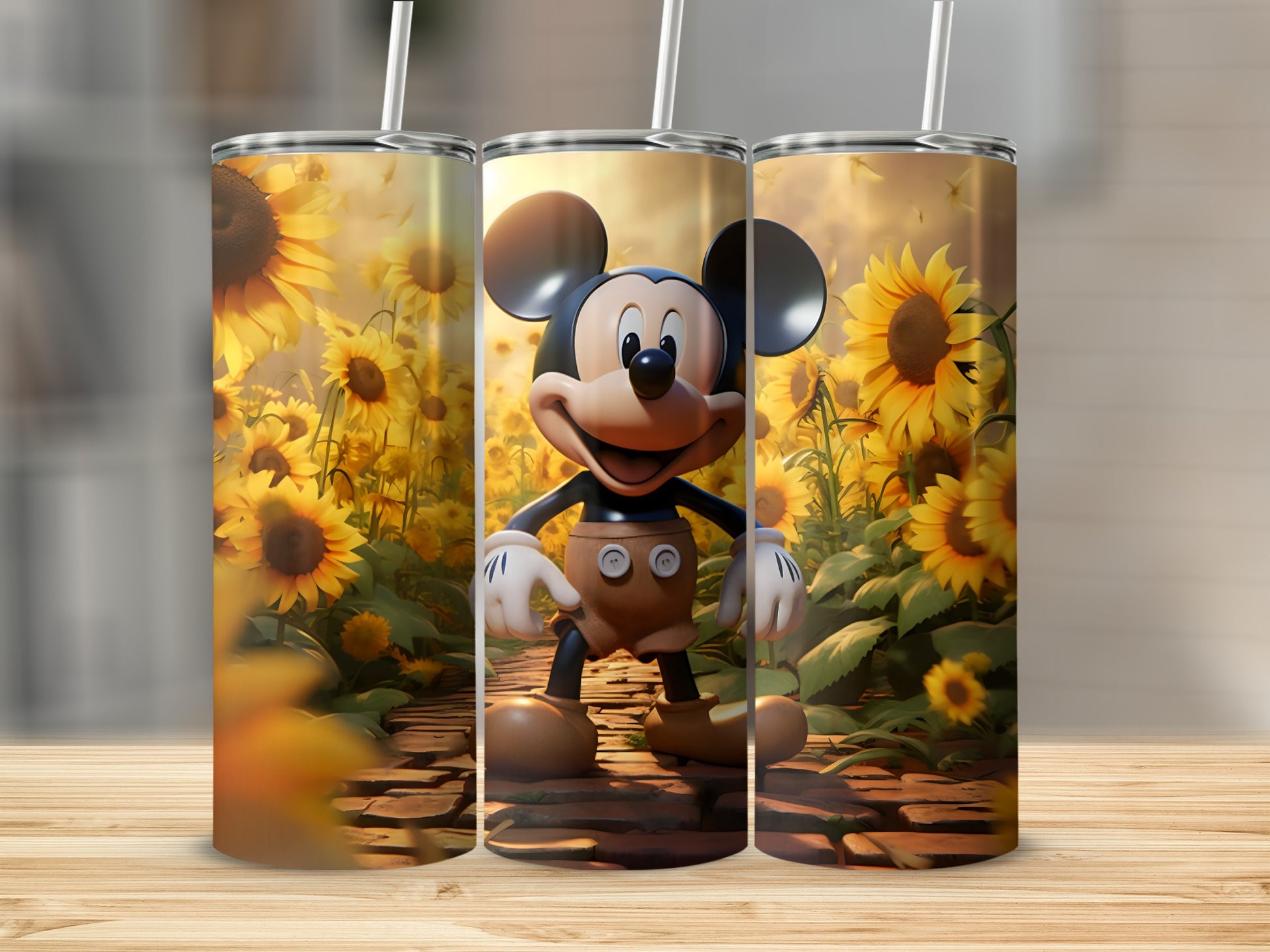 Mickey Mouse Tumbler in Sunflower Field Design