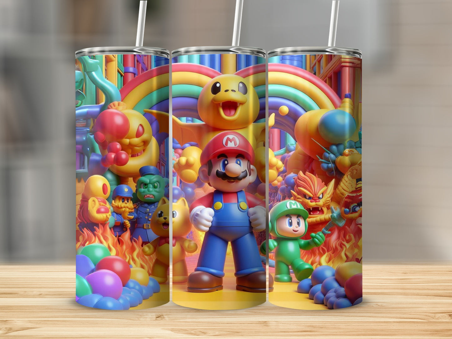 Colorful Cartoon Character Rainbow Design Tumbler