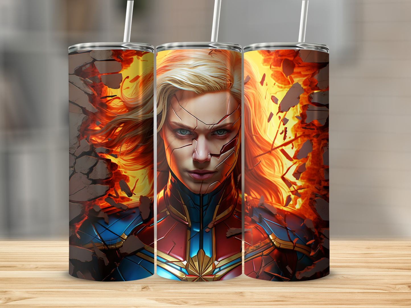 Heroic Fiery Character Design On Stainless Steel Tumbler