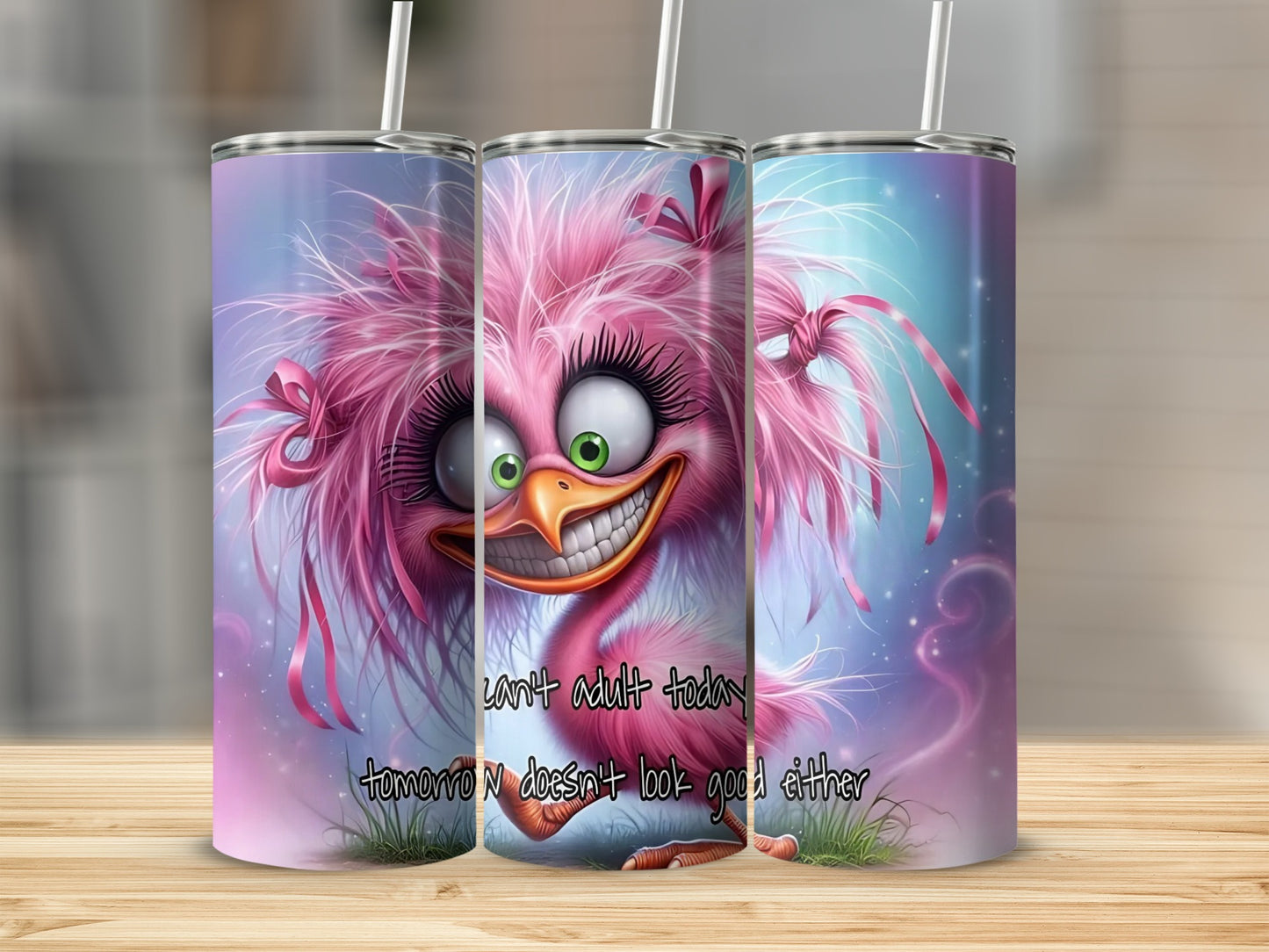 Colorful Cartoon Bird Can't Adult Today Tumbler