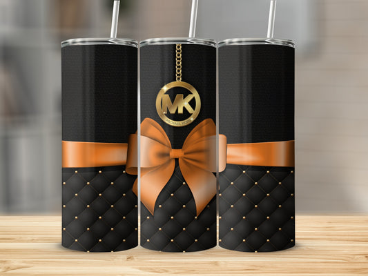 Black and Orange Tumbler with Quilted Pattern