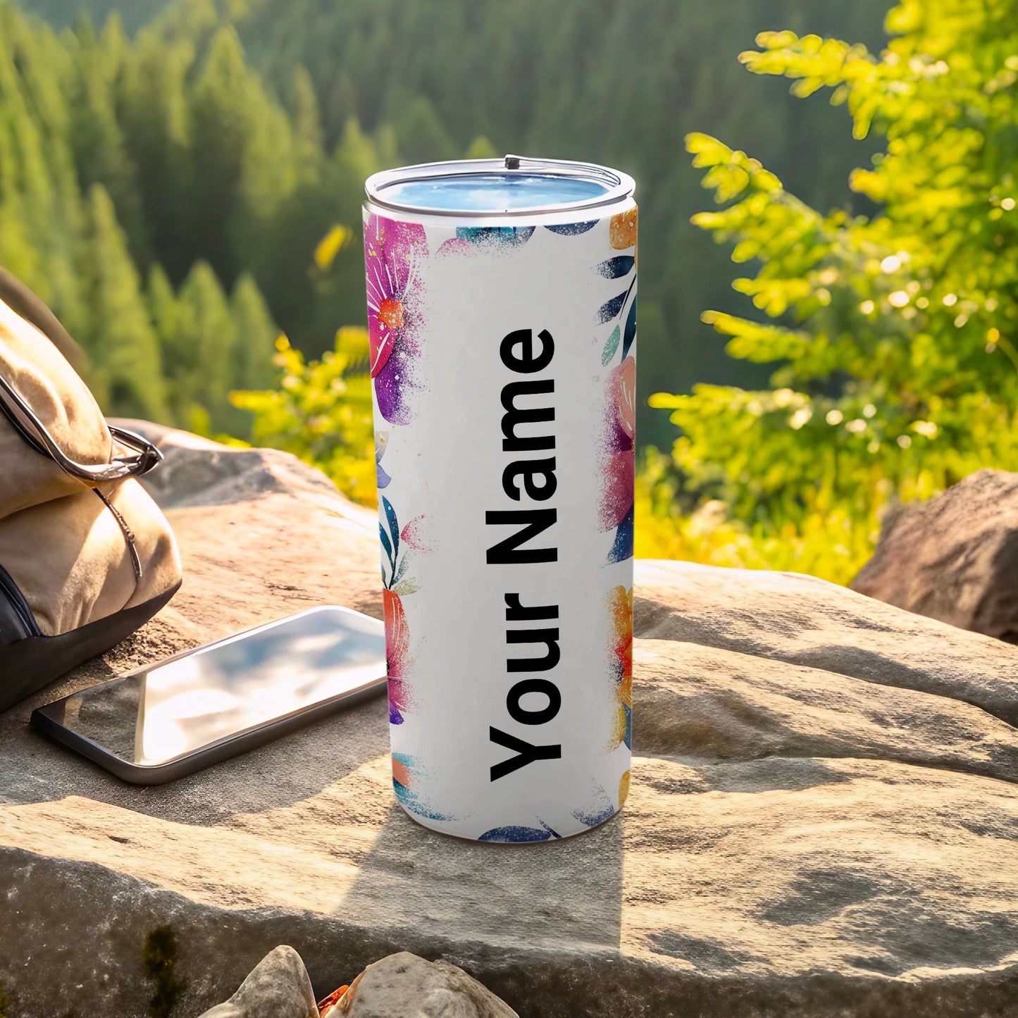 Customized Floral Design Tumbler with Your Name Product