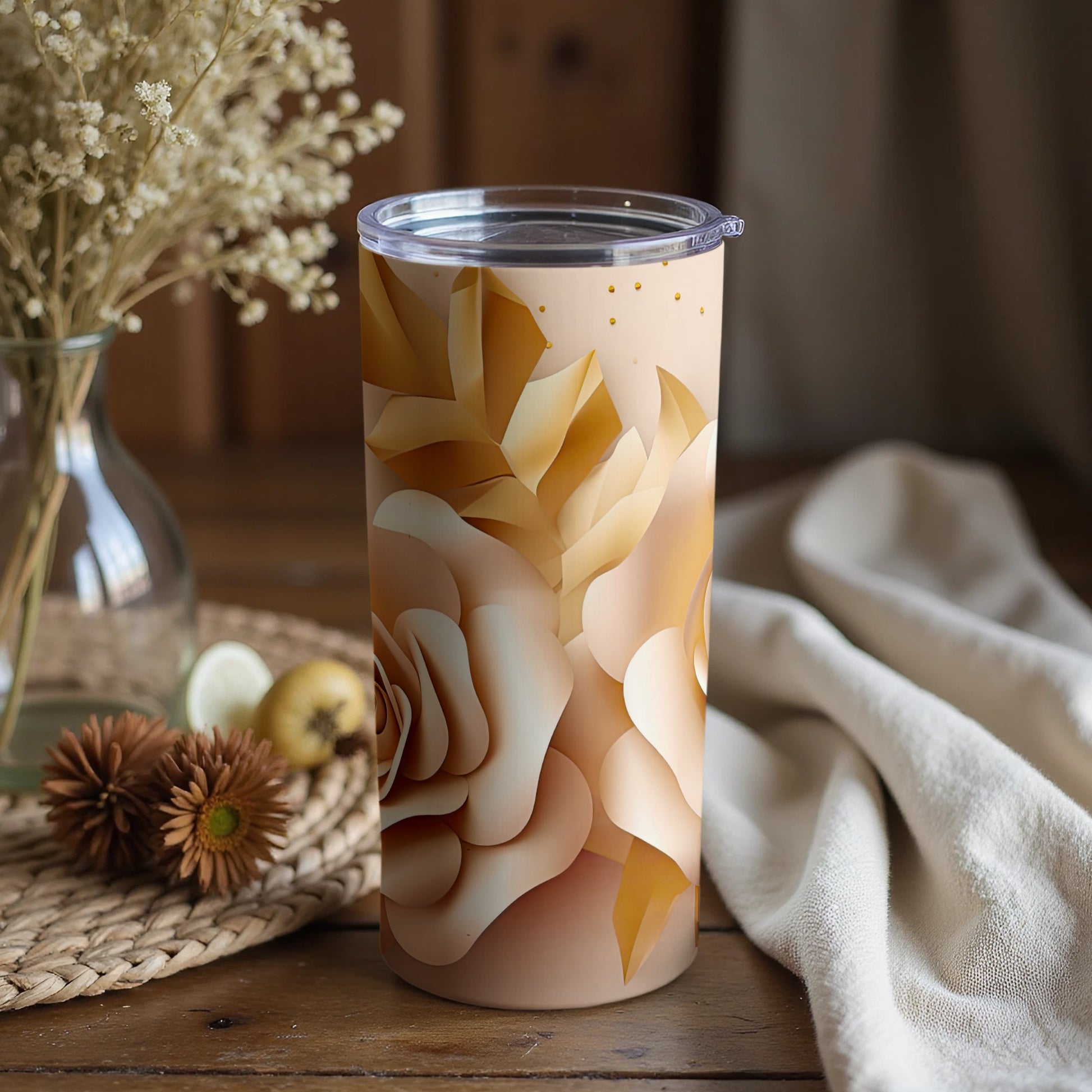 Elegant Floral Design Double-Walled Insulated Tumbler