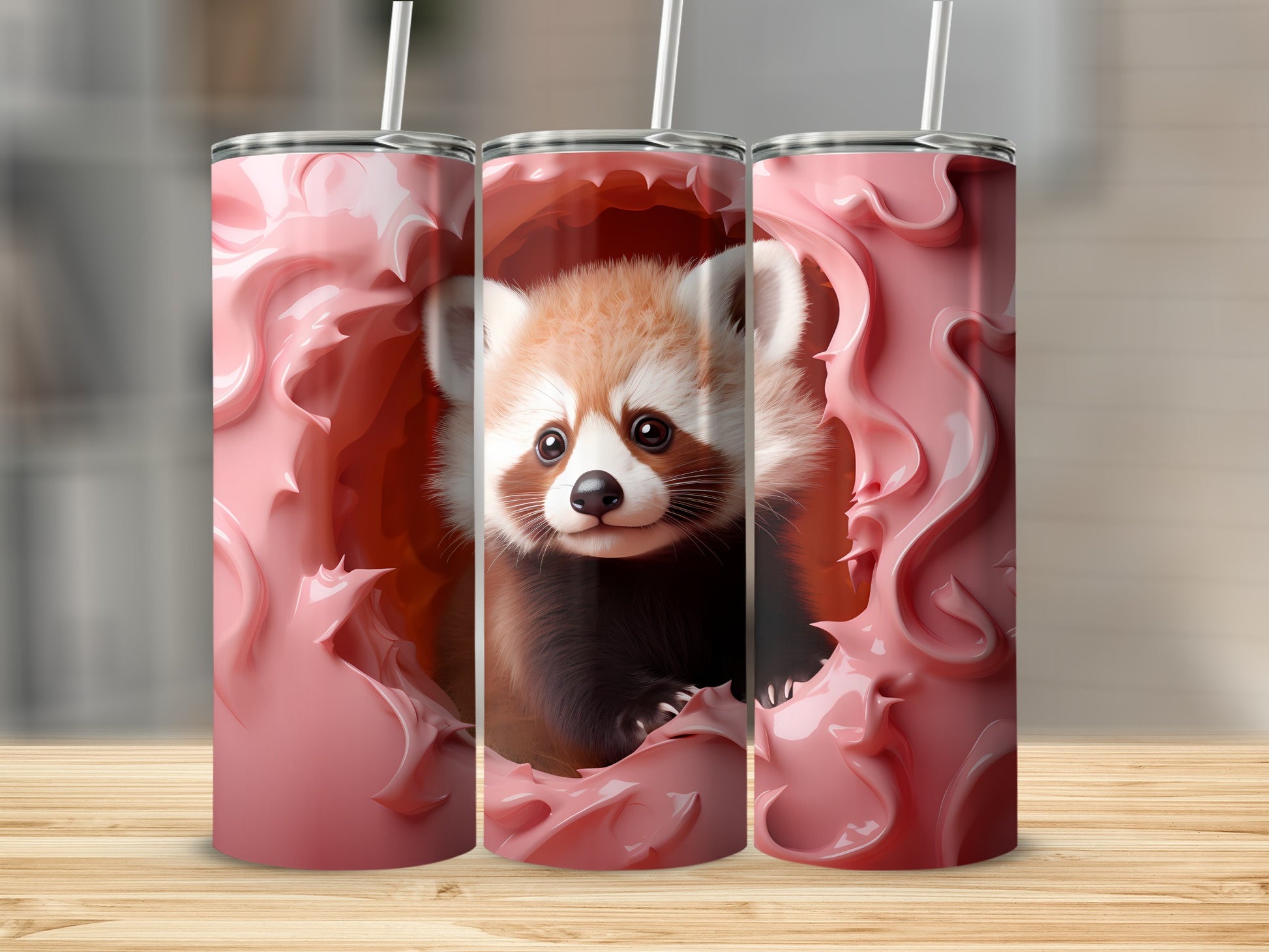 Adorable Red Panda Design Insulated Tumbler Cup