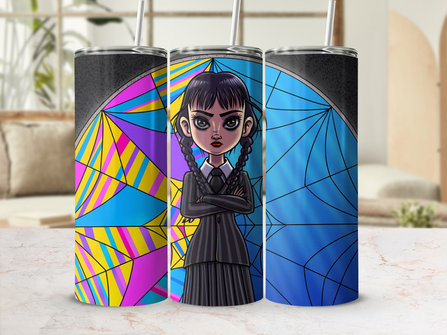 Colorful Geometric Artistic Character Drinkware Item