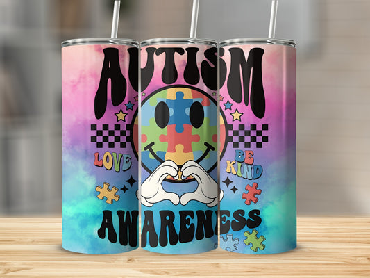 Autism Awareness Be Kind Love Smile Tumblers