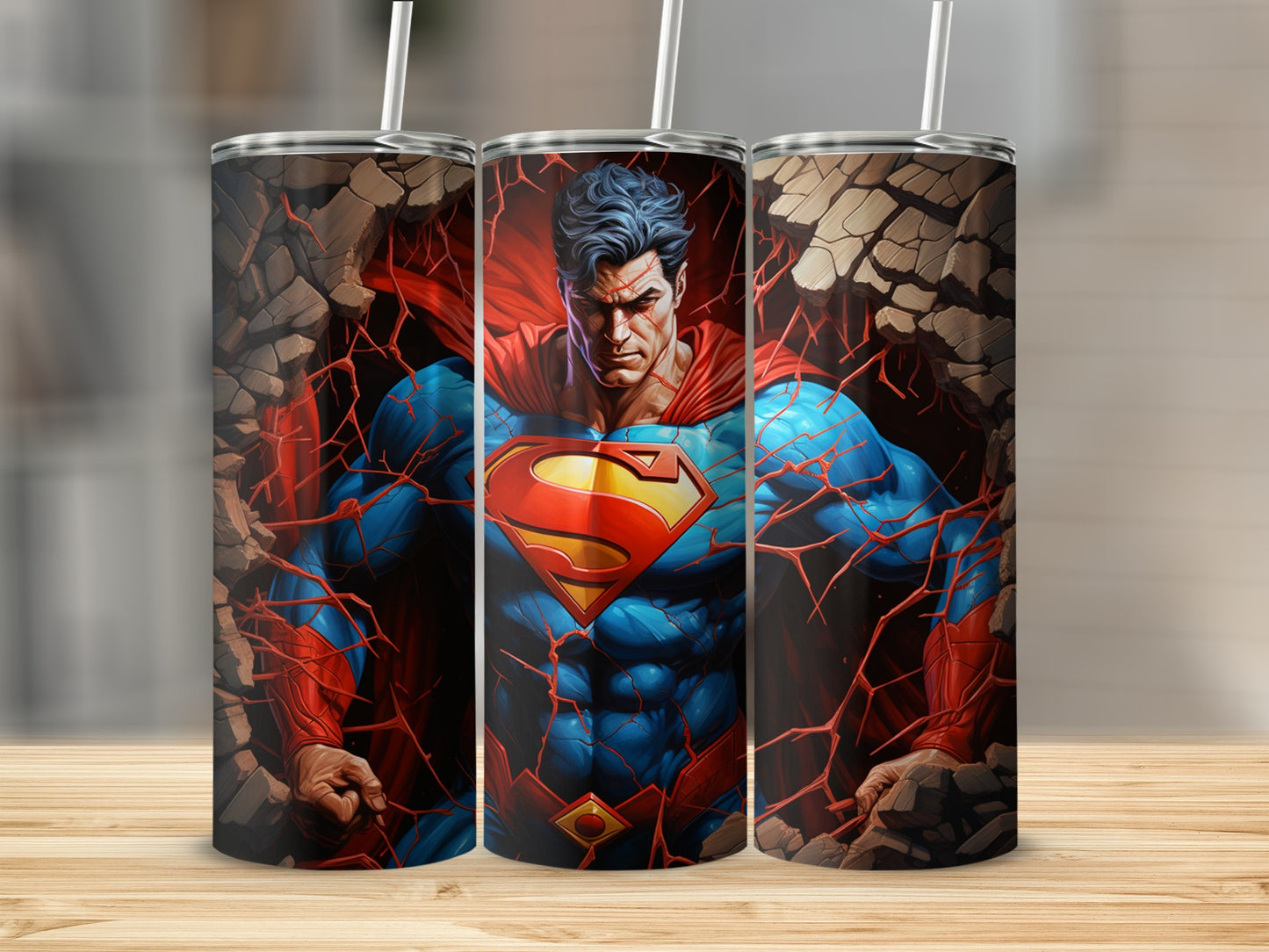 Superman Breaking Through Art Tall Tumbler