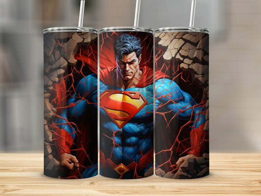 Superman Breaking Through Art Tall Tumbler