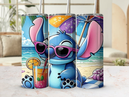 Cute Cartoon Character Beach Scene Tumbler Cup