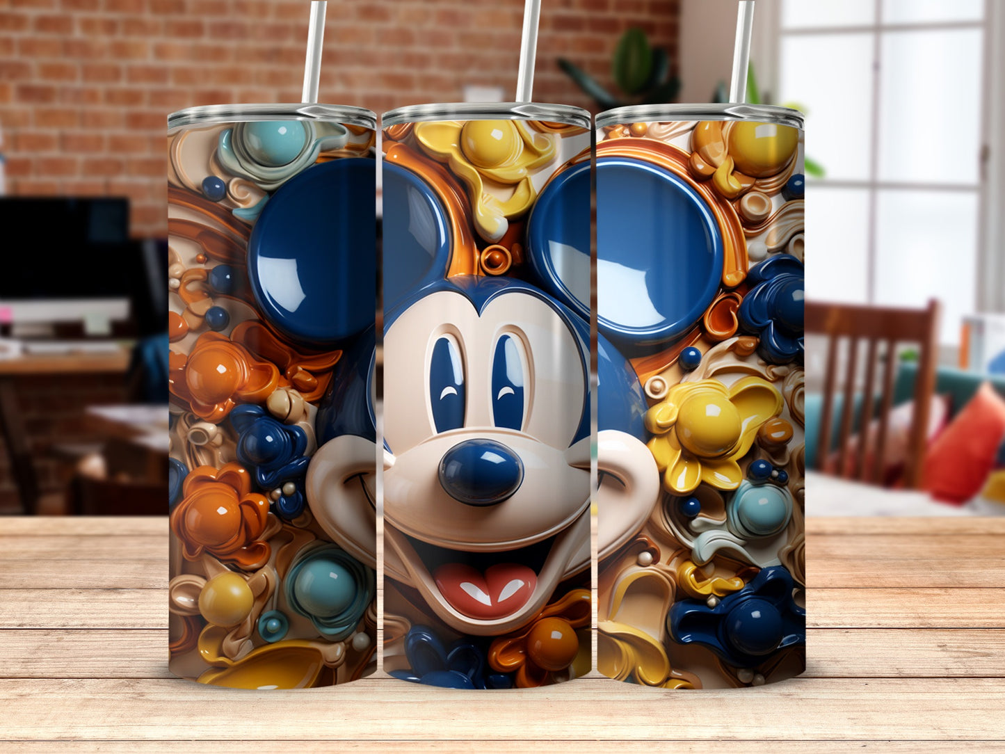 Vibrant Mickey Mouse tumbler with color bubble design