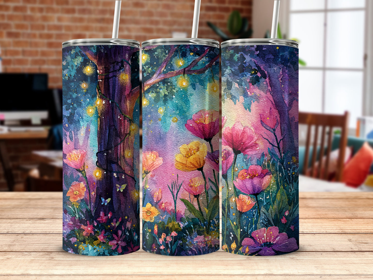Colorful Floral Fantasy Art Stainless Steel Tumbler