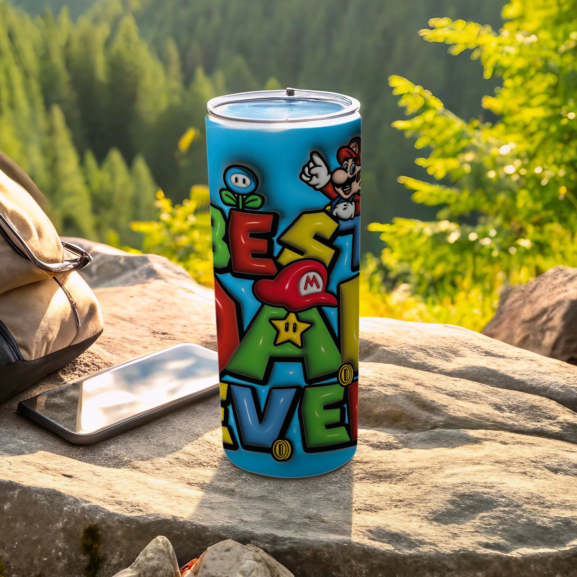 Best Dad Ever Super Mario themed travel tumbler
