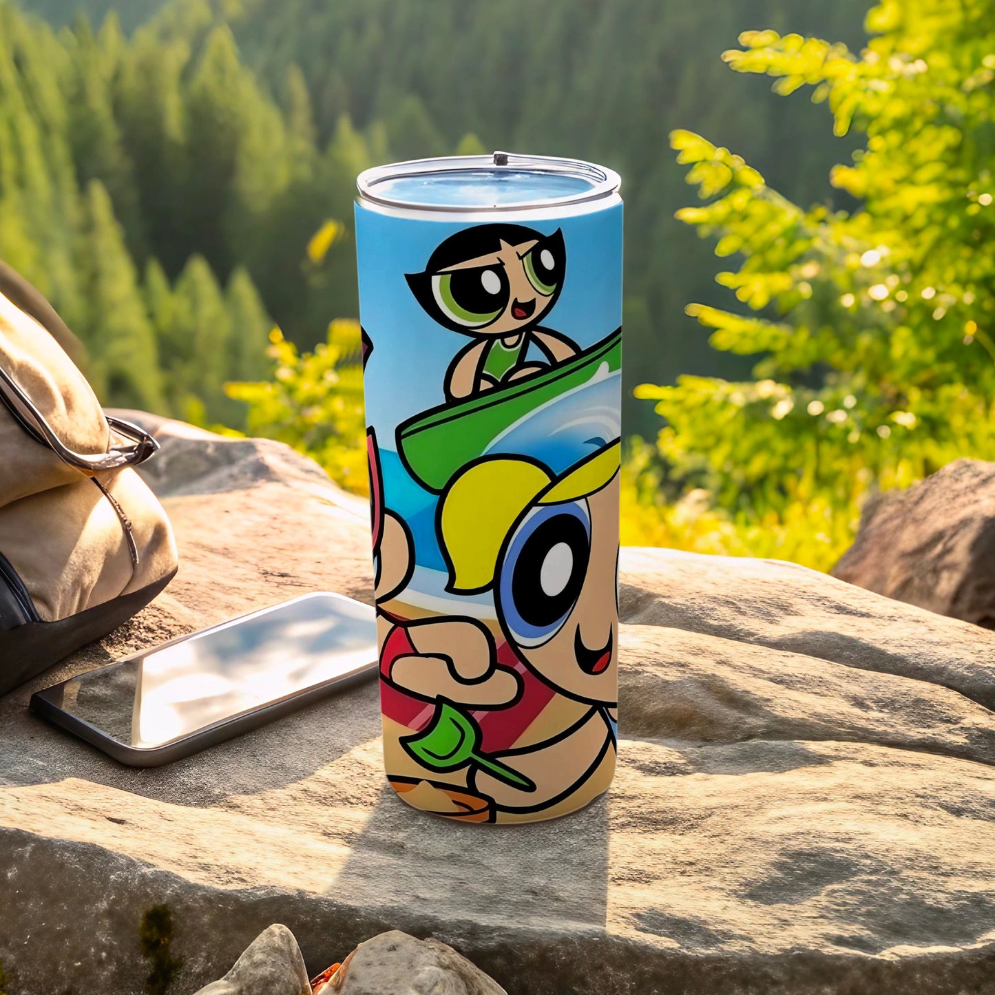 Colorful Powerpuff Girls Tumbler with Lid 20 oz