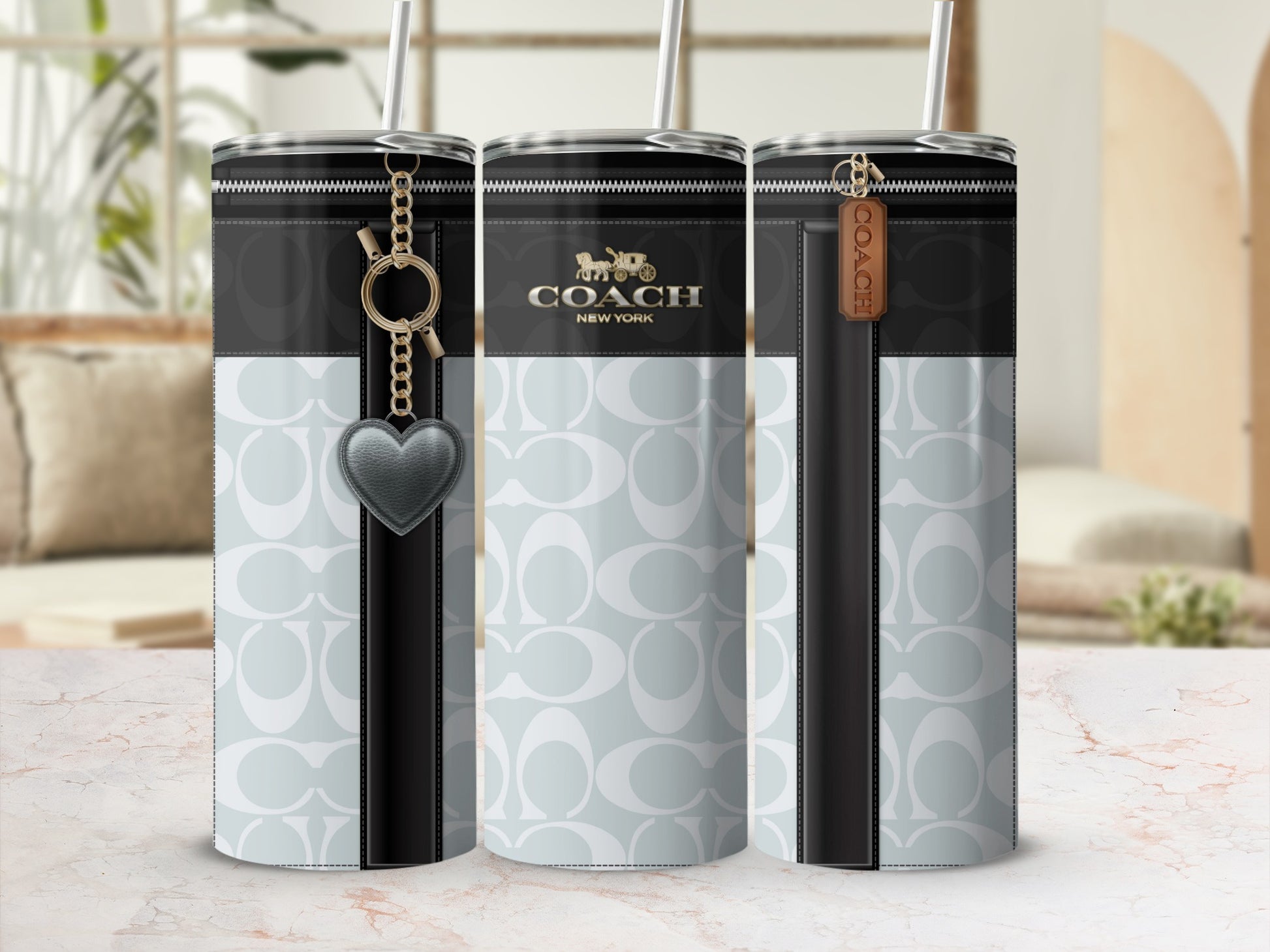 Stylish Coach New York Branded Tumbler with Charm Design