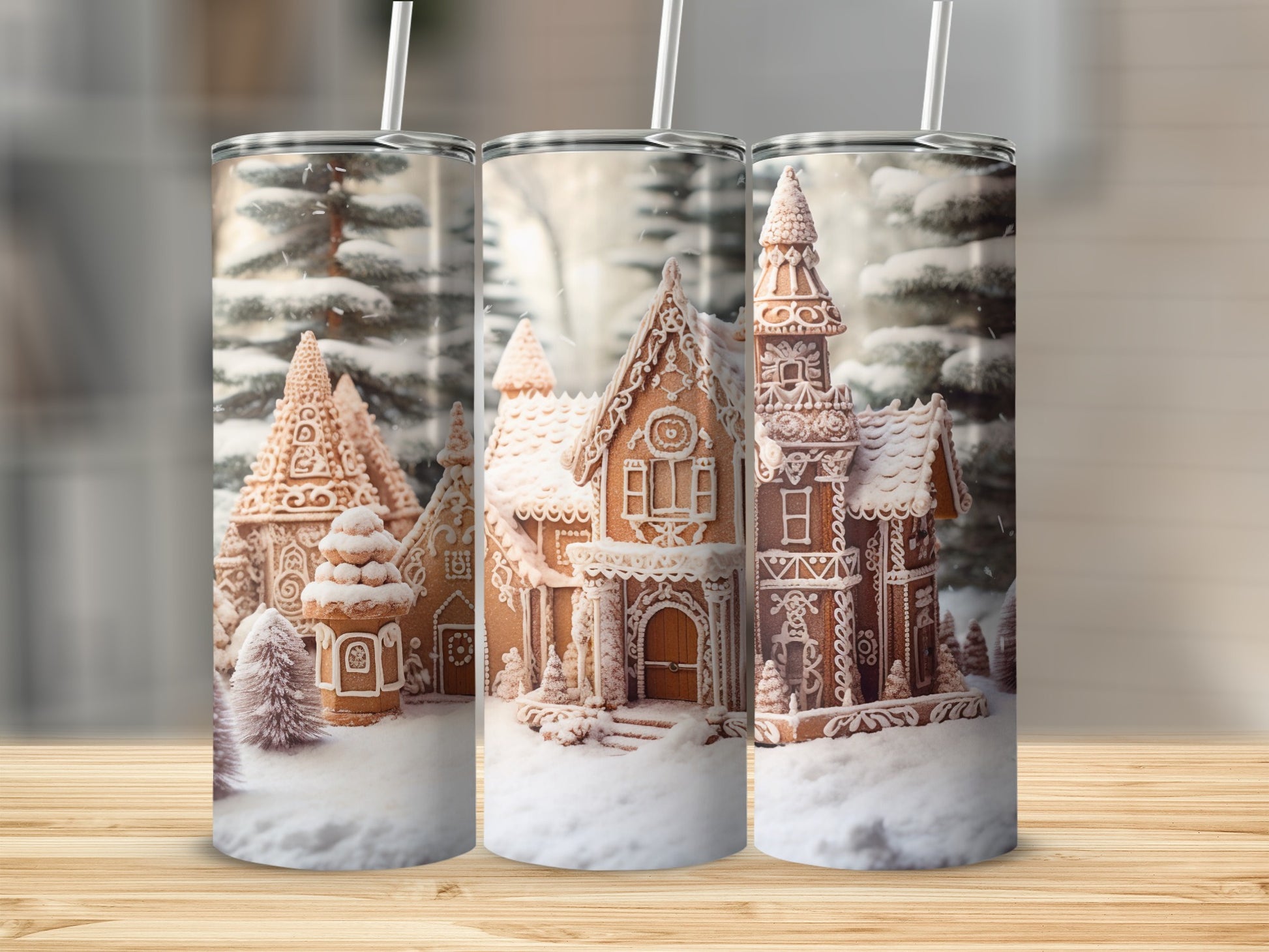 Gingerbread House Winter Scene Tumbler Winter Tumbler