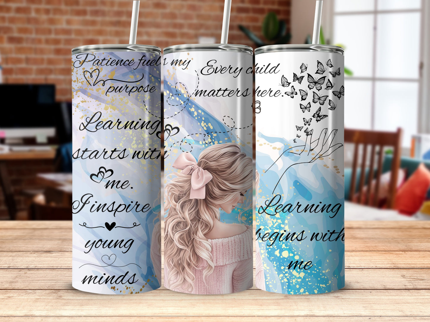 Learning and Inspiration Themed Tumbler Set