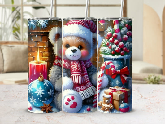 Adorable Bear Christmas Holiday Winter Scene Tumbler