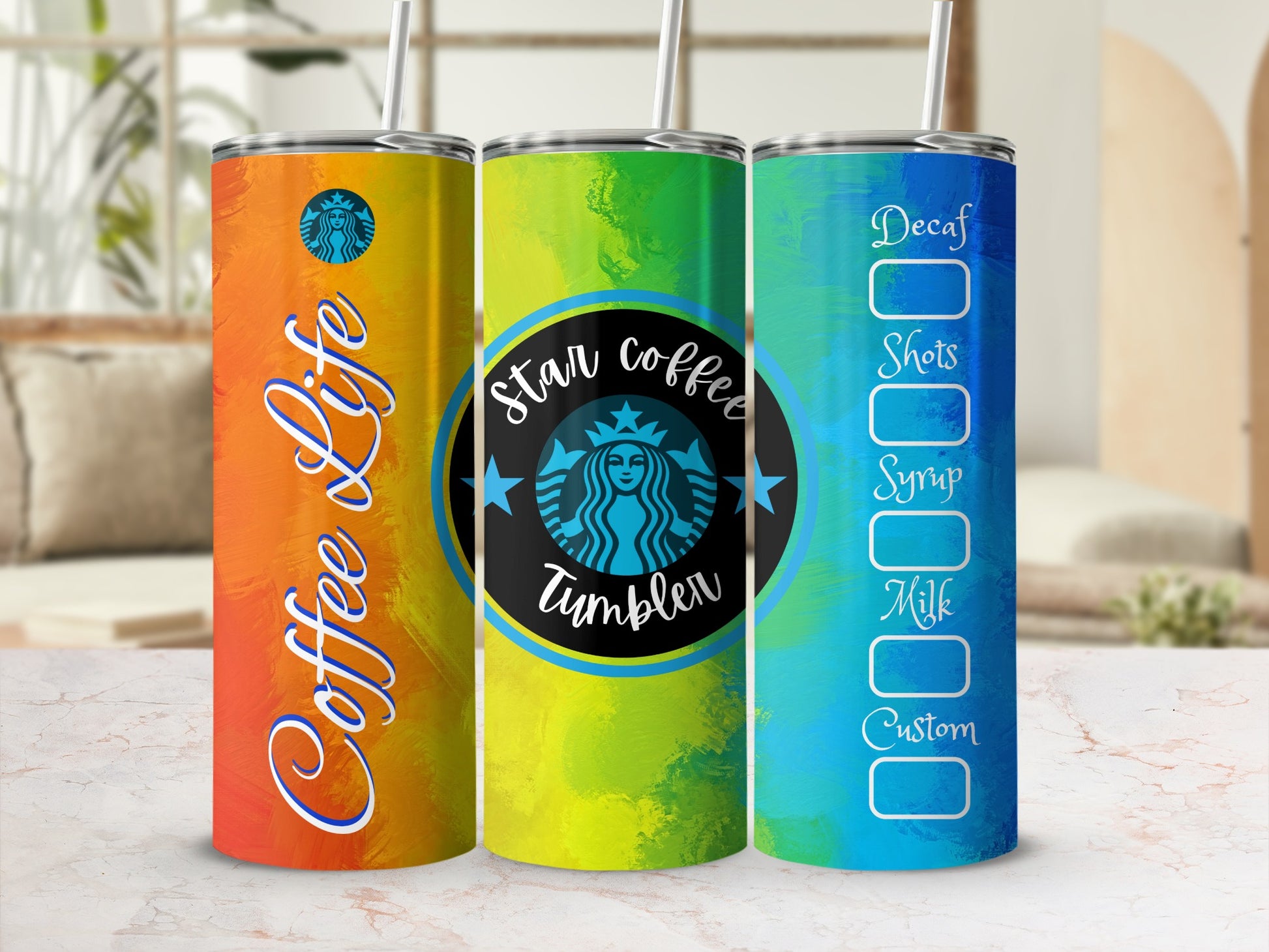 Colorful Coffee Life and Star Coffee Tumbler product