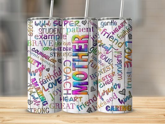Colorful Inspirational Words Design Mother's Day Tumbler