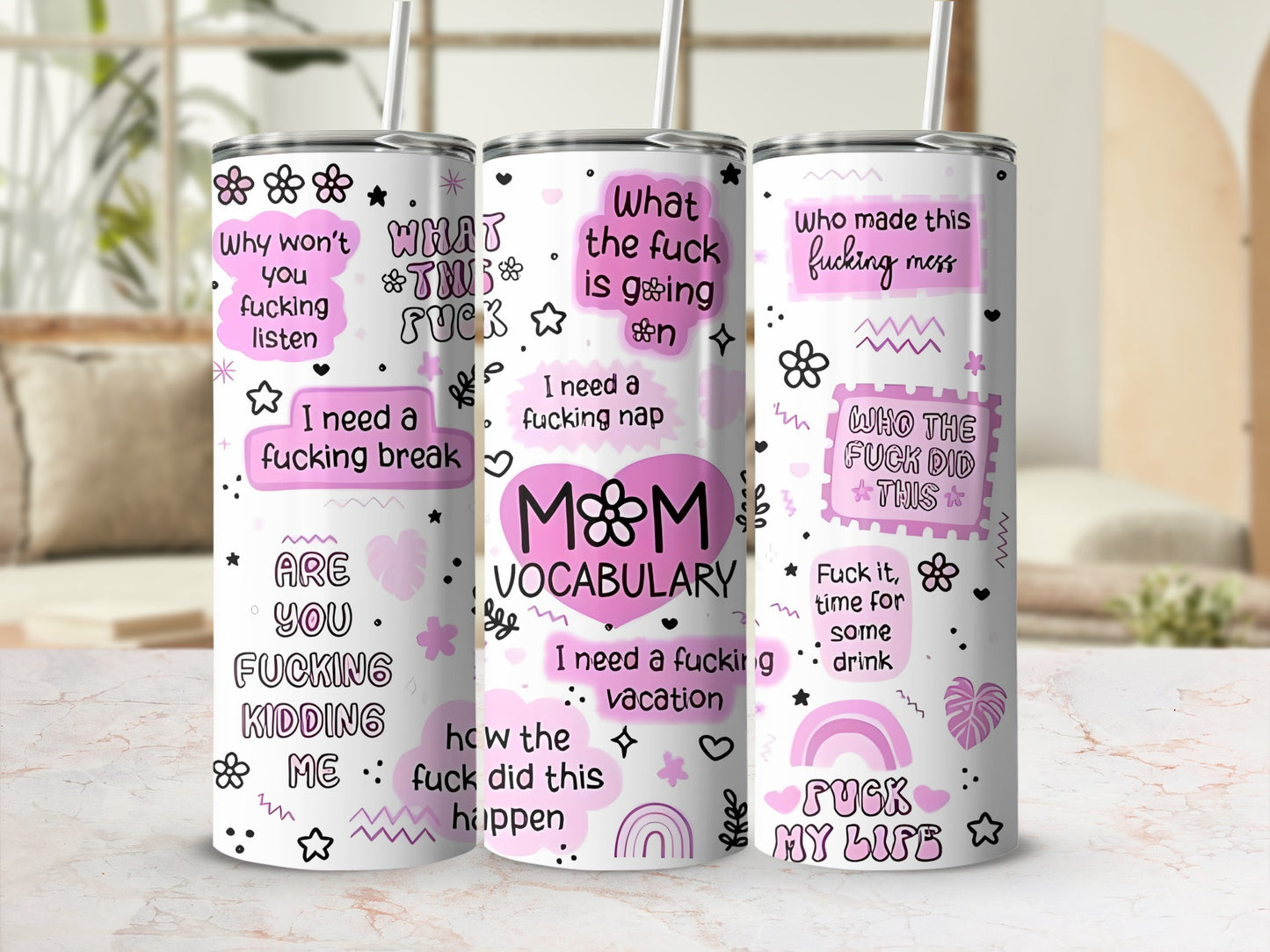 Funny Mom Vocabulary Insulated Tumbler With Straw