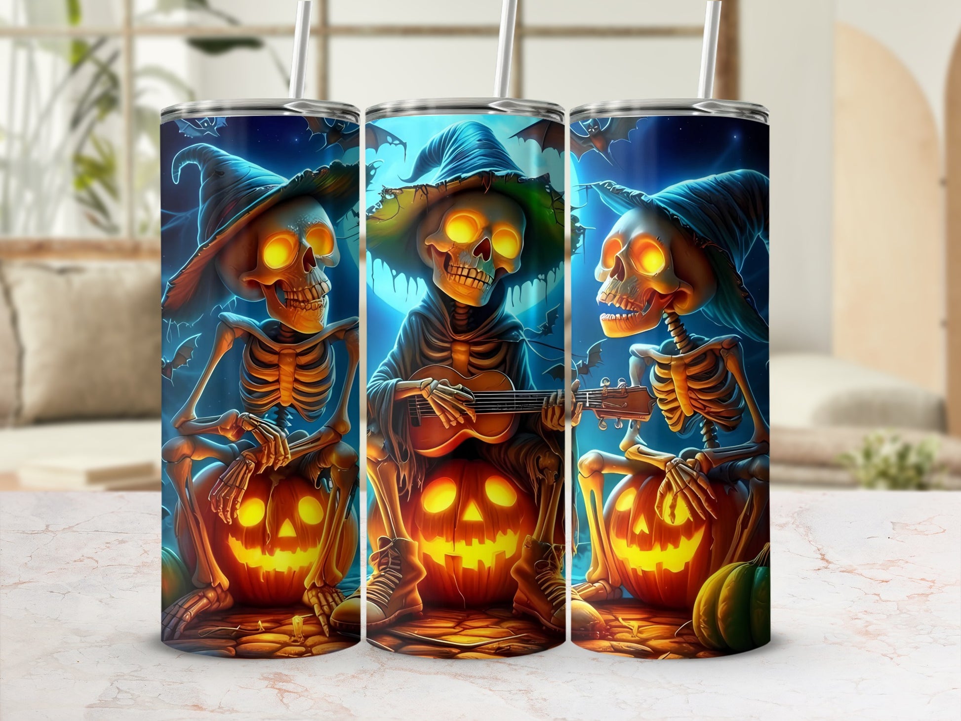 Halloween Skeletons and Pumpkins Drinks Cup