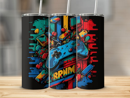 Colorful Retro Gaming Elements Tumbler Cup Design