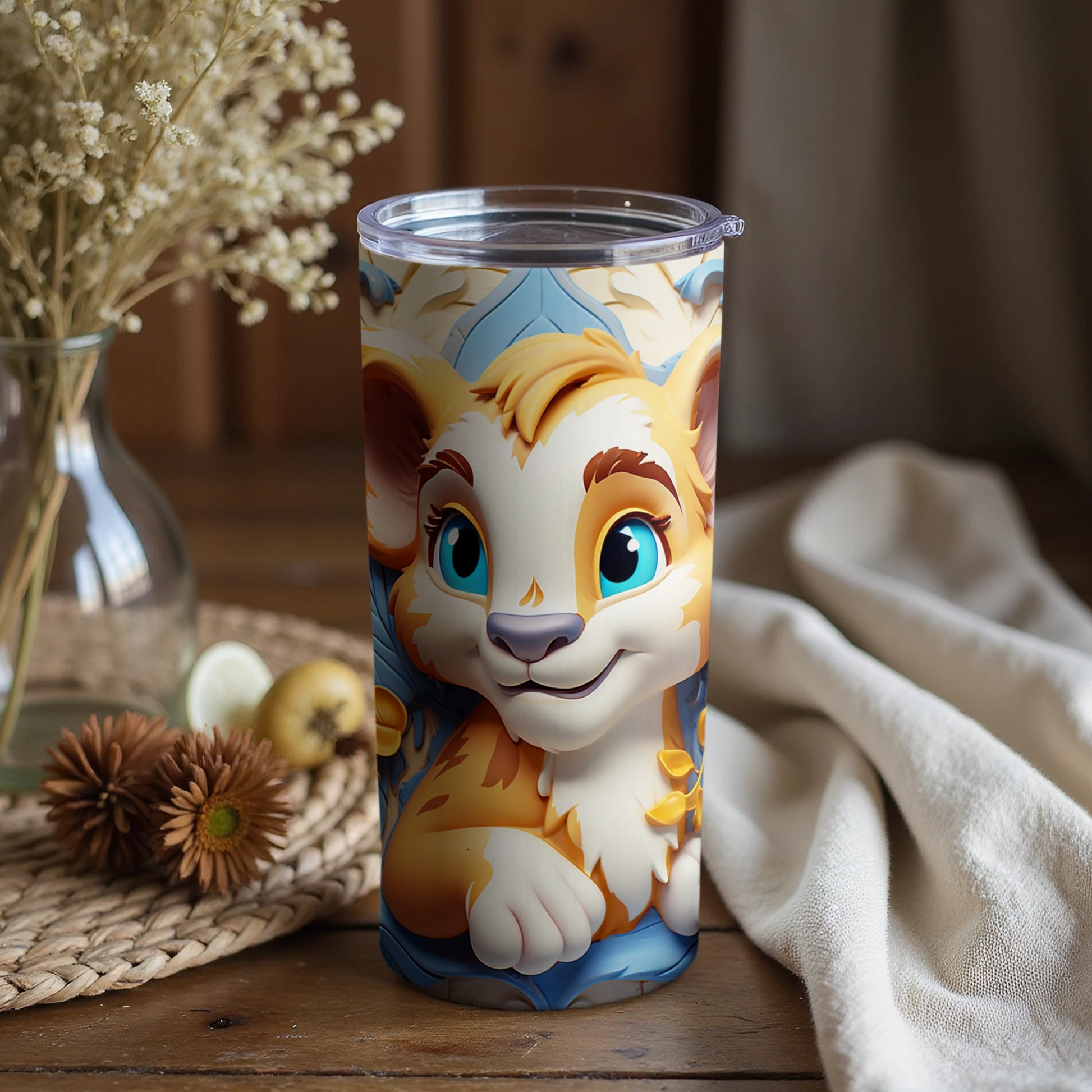 Adorable Blue Eyed Cartoon Animal Tumbler