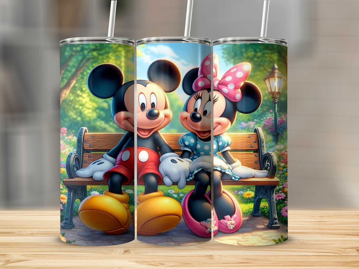 Mickey and Minnie Mouse on Bench Tumbler product