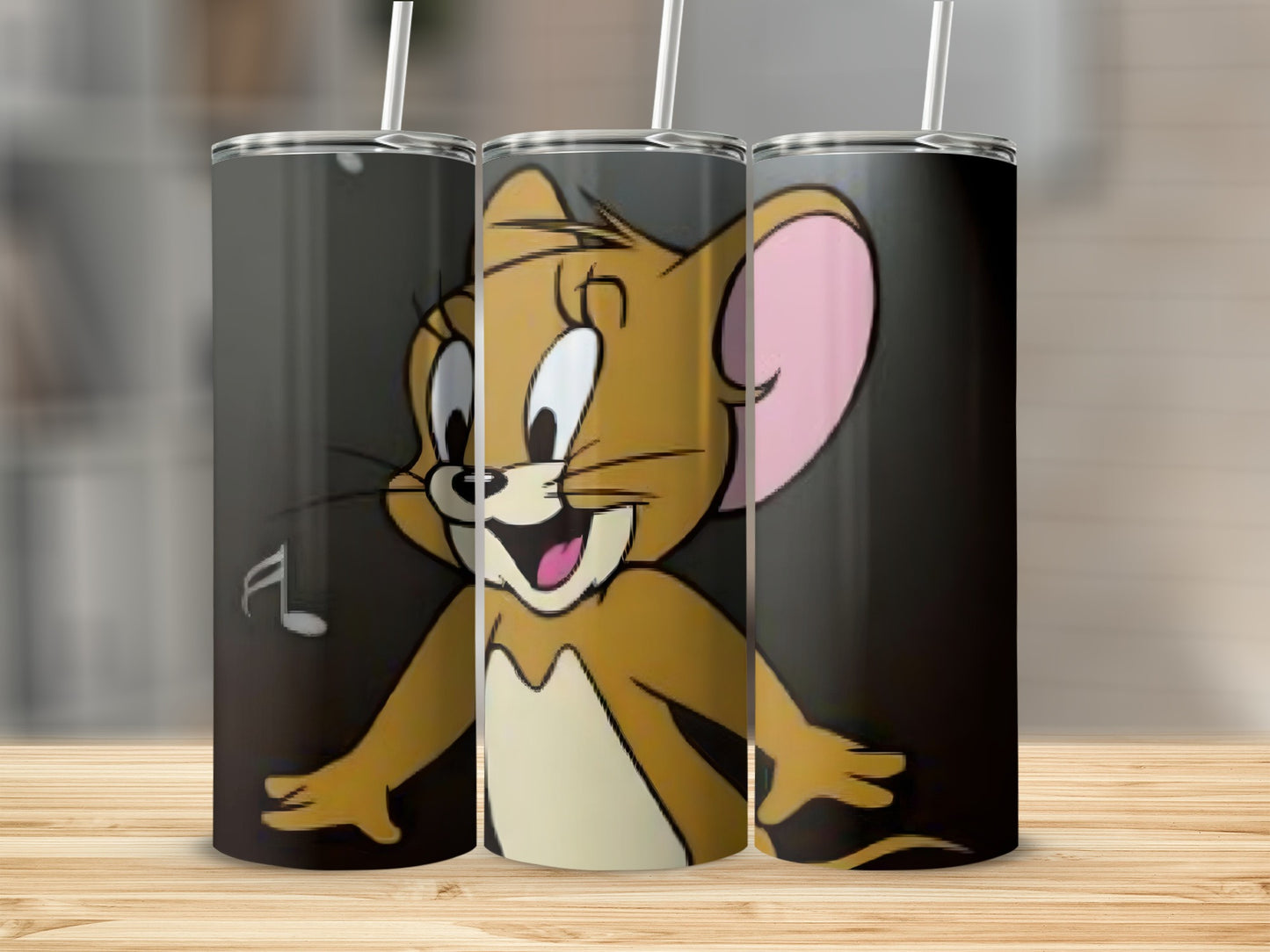 Animated Cartoon Mouse Print Tumbler with Music Note