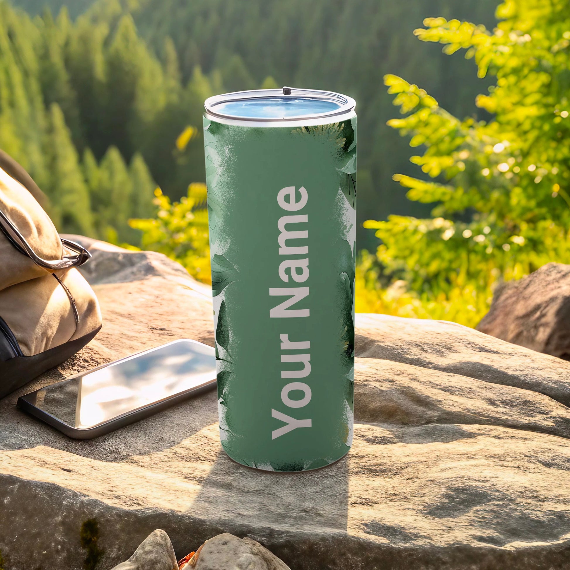 Custom Green Forest Design Personalized Tumbler