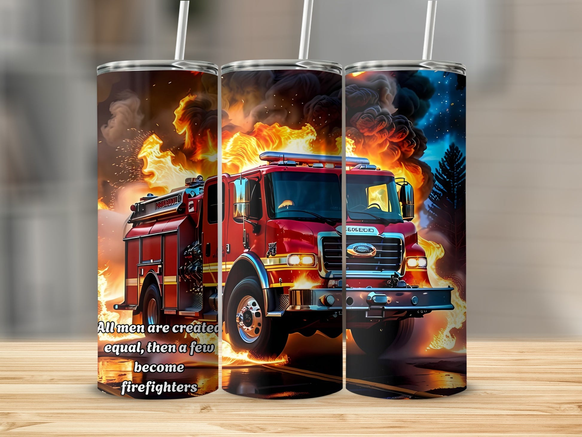 Firefighter Fire Truck Themed Sublimation Tumbler