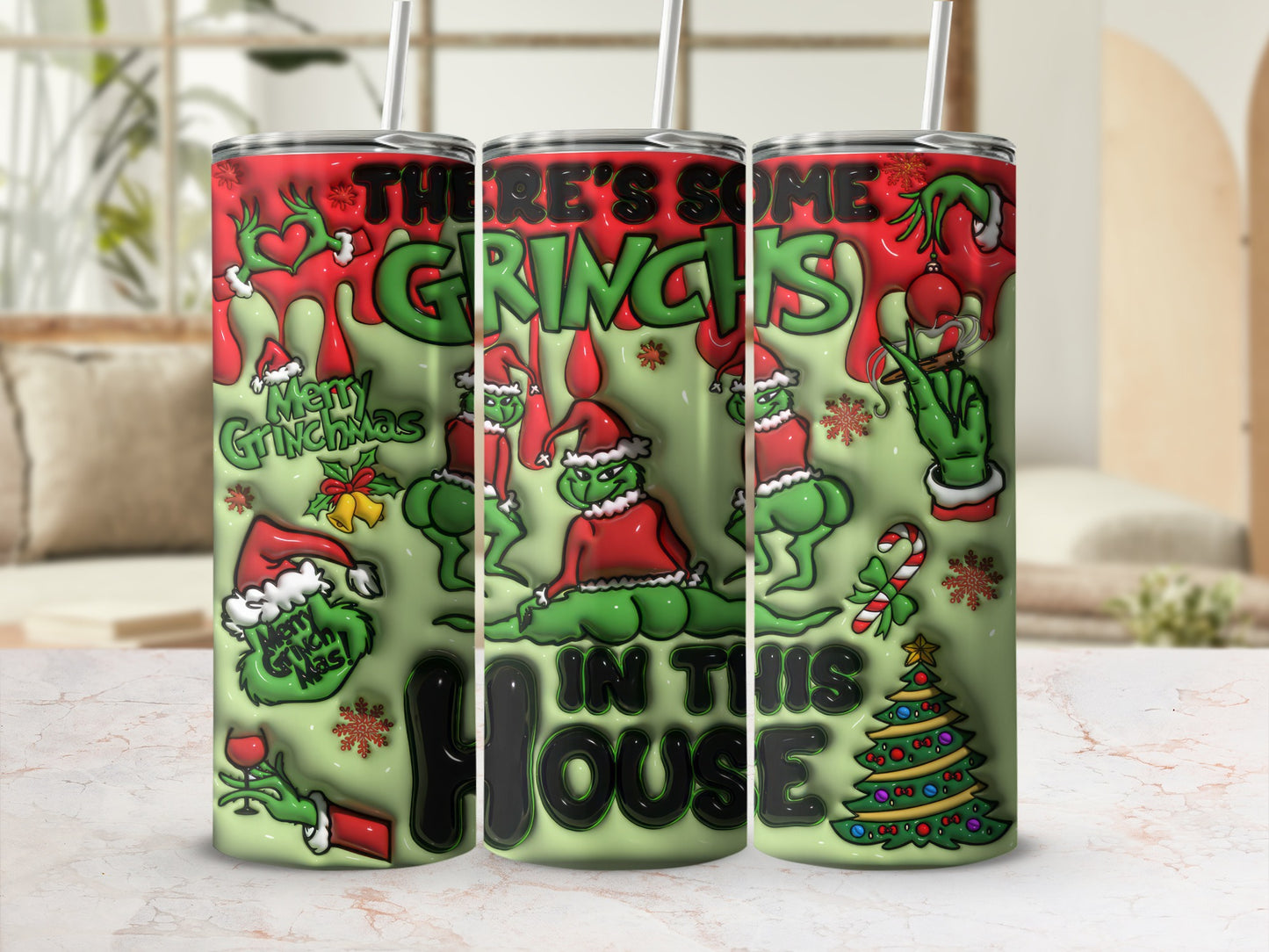 There's Some Grinchs In This House Merry Christmas tumbler